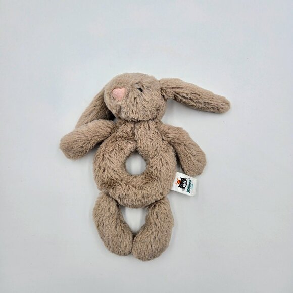Jellycat Bashful Bunny Rabbit Plush Rattle Ring Grabber Lovey Baby Toy Read - Picture 3 of 9